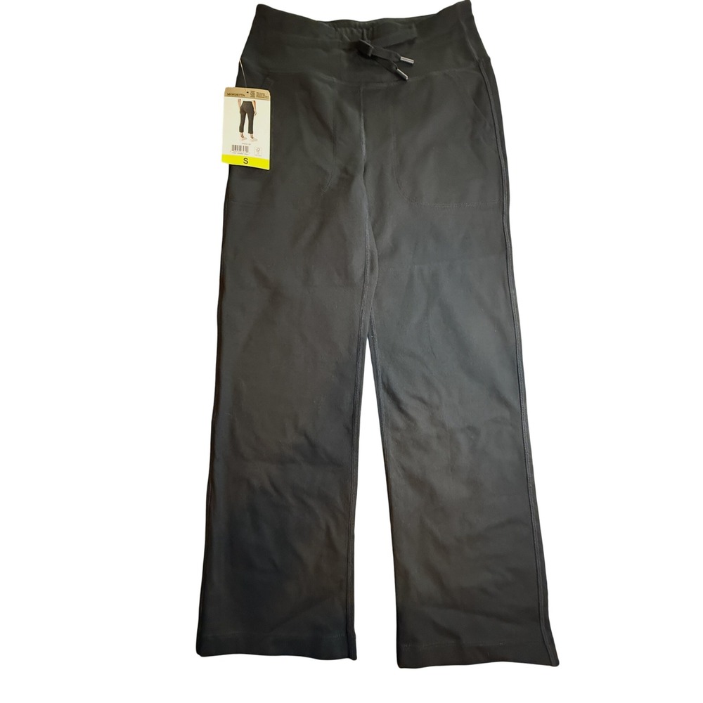 Mondetta Womens Black High Rise Cropped Yoga Pants Drawstring Pockets Size S NEW